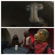 Patrons from around the bar stop their activities and look to see that HAN SHOT FIRST. #starwars #anhwt #toyshelf